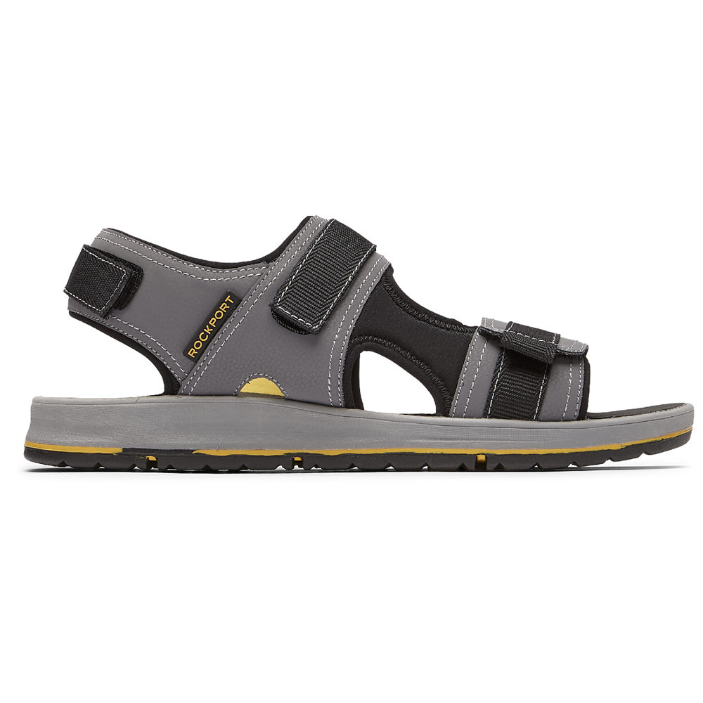 Rockport Mens Lucky Bay Sport 3 Strap - Sandals Grey - HST269574